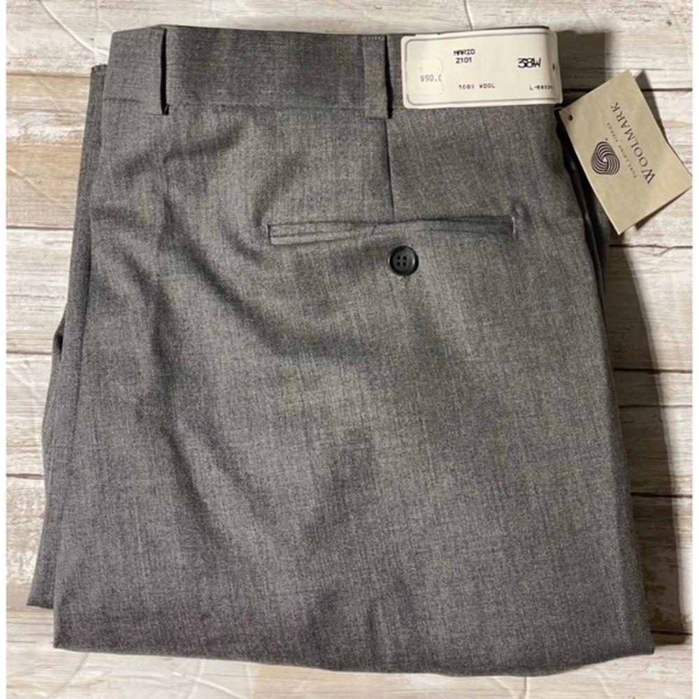 King's‎ Mario Z101 woolmark Mens Grey Wool Pleated Dress Pants 38W unhemed